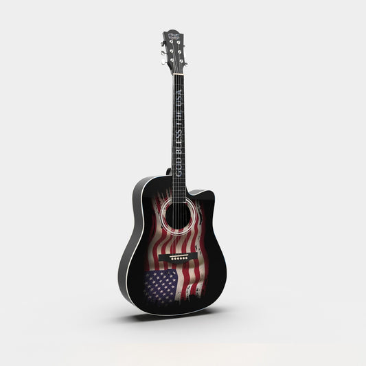 God Bless The USA Flag Guitar